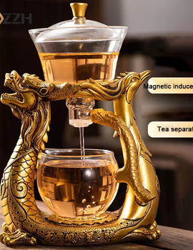 Dragon Glass Teapot Magnetic Diversion Rotating Cover Bowl Water Tea Cup Purer Oolong Drinkware Tea