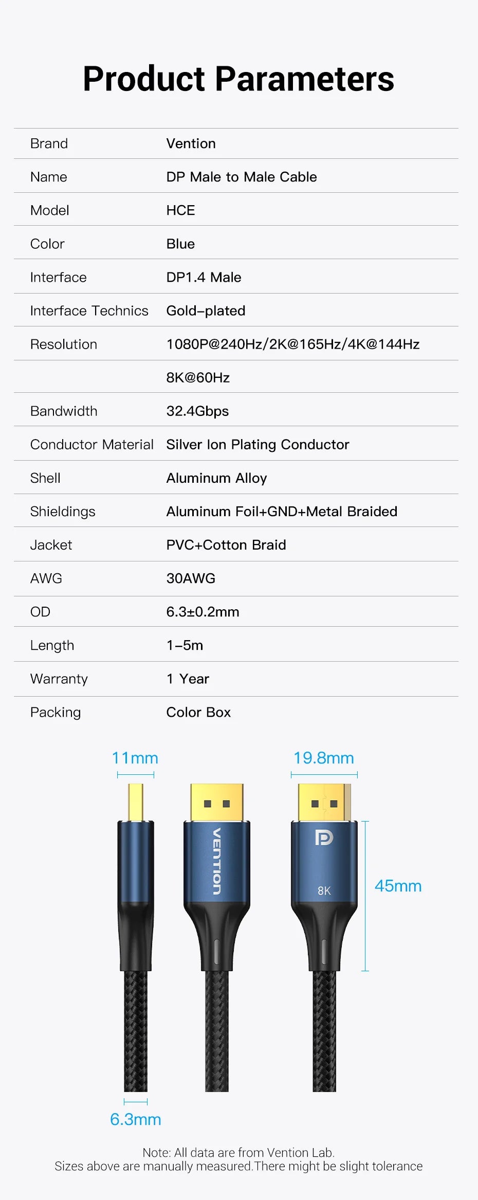 DisplayPort 1.4 Cable 8K 60Hz 4K HDR 165Hz Display Port Audio Cable for Video PC Laptop TV Display Port 1.4 DP Cable 1.2
