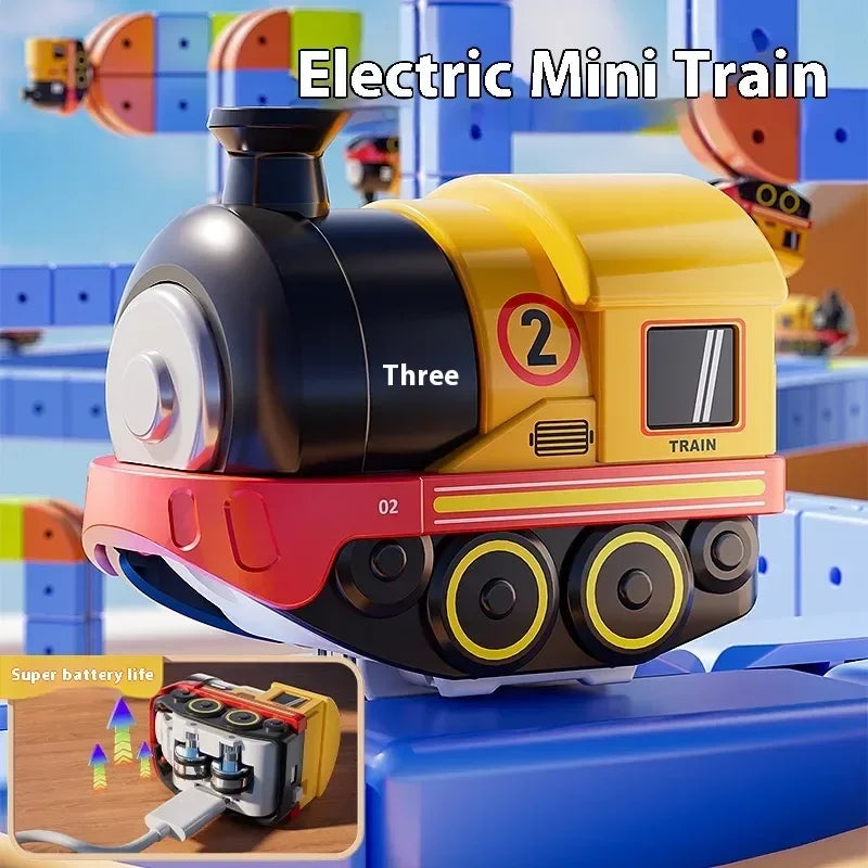 Versatile megnetic Attraction megnetic Block Track Electric Small Train megnetic Car Car Railtrack Set Toy  Gifts
