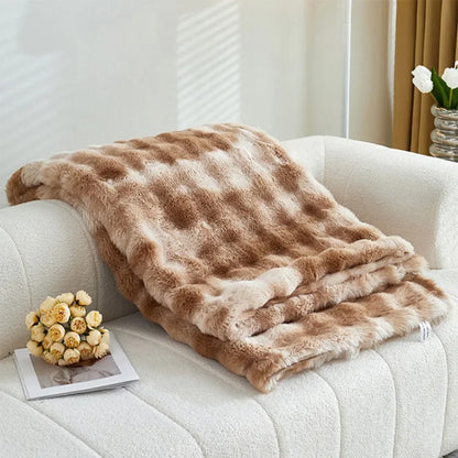 Imitation Rabbit Fur Soft Throw Blanket Warm Winter Plush Blanket