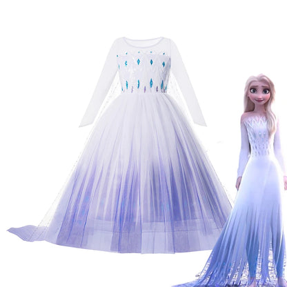 Frozen Princess Elsa Dresses For Girls Costume Kid Cosplay Snow Queen Fantasia Mesh Clothes Carnival Birthday Party Dress