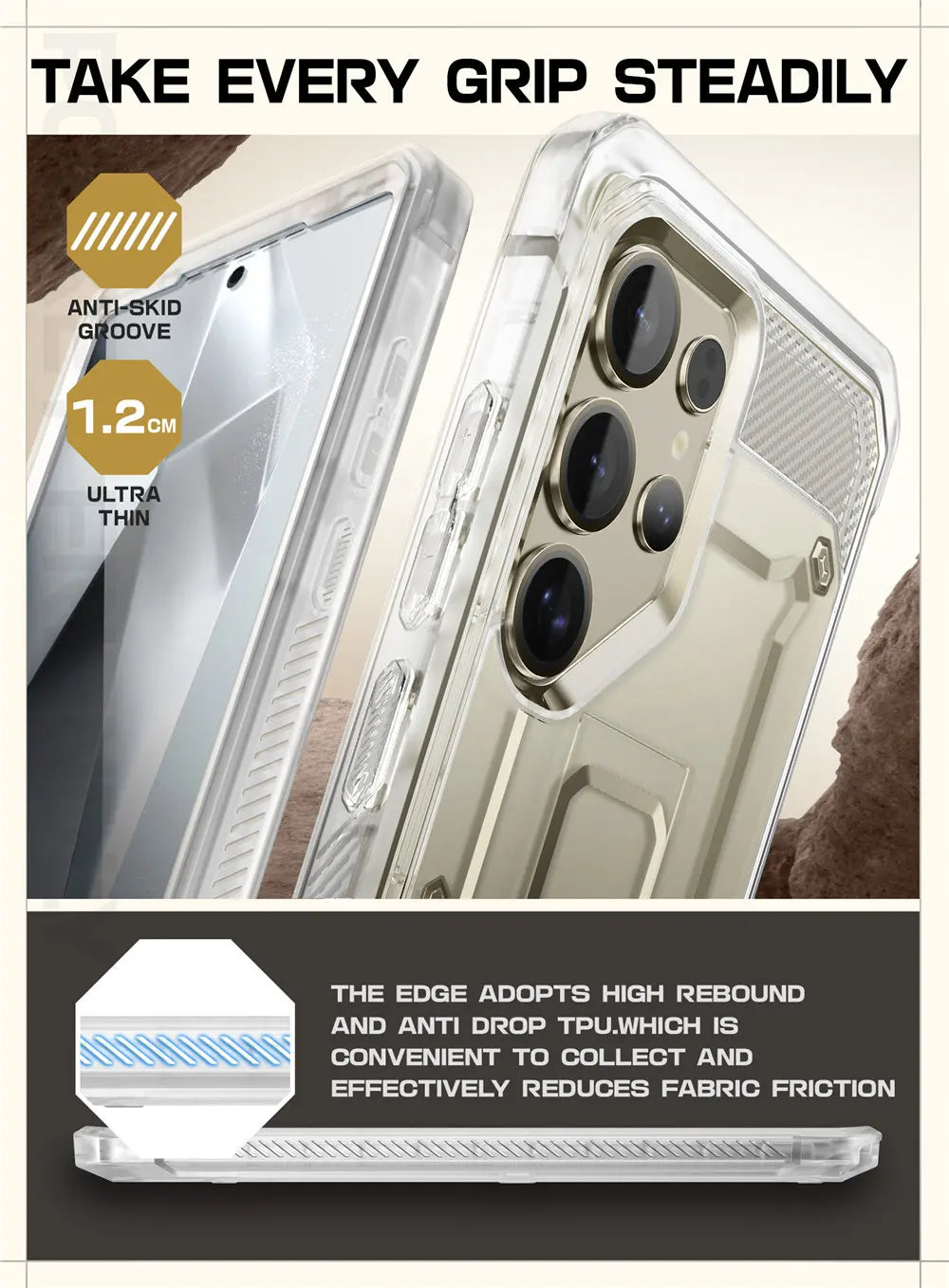 For Samsung Galaxy S25 Ultra Case UB Pro Full-Body Dual Layer Rugged Belt-Clip Phone Case with Built-in Screen Protector