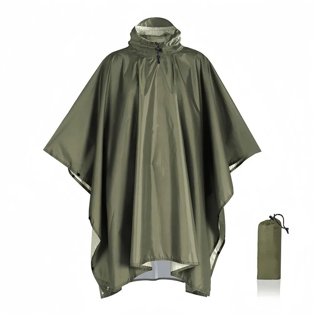 Three in One Waterproof Rain Poncho with Hood and Sleeves for Hiking