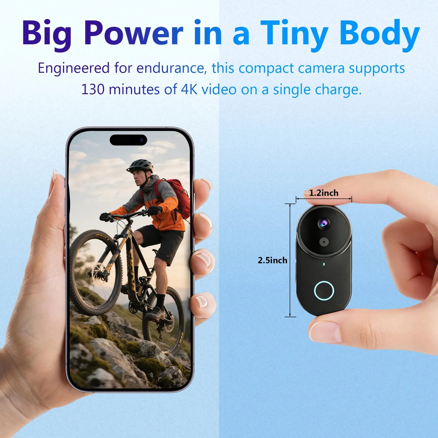 4K WiFi Thumb Action Camera 6-Axis EIS Waterproof Mini Body Cam with Charging Dock