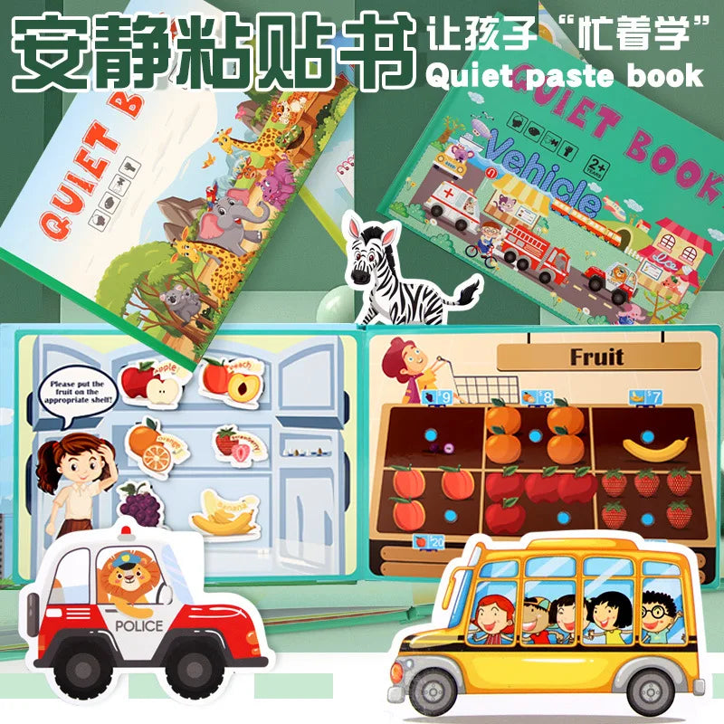 Montessori  Busy Book My First Quiet Book Paste Learning Educational Toys Books  Matching Game Toys for 1 to 3 Y