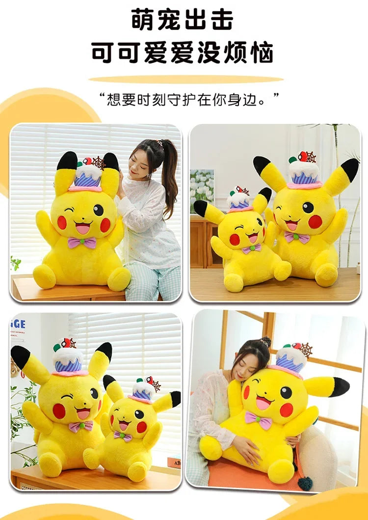 60cm Pokemon Kawaii Pikachu Plush Toy Anime Stuffed Doll Large Pillow Kids Birthday Xmas Gift Pokemon Cake Plushie Arcade
