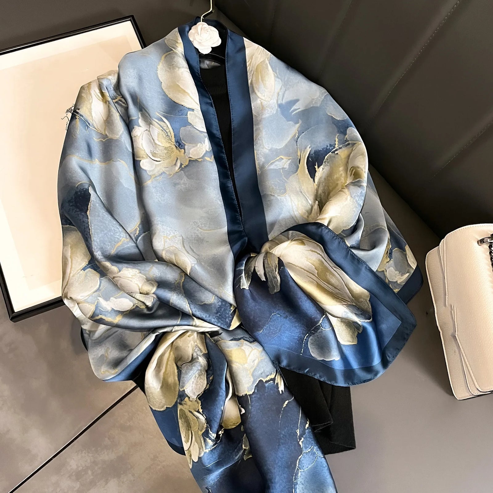 Scarf Spring Summer Women Beach Sunscreen Shawl Quality Silk Lady Popular Print Scarves Hijab