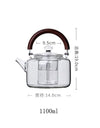 1100ml Suction Handle Beam Glass Teapot With Tea Strainer Infuser Steaming and Boiling Flower Tea Puer Dual-use Tea Pot