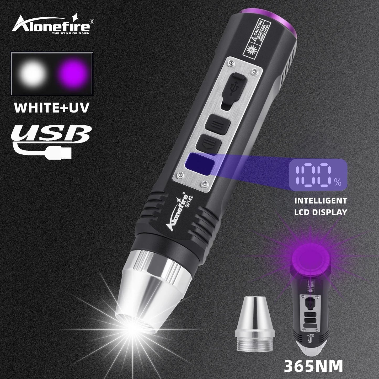 365nm UV Blacklight Rechargeable Flashlight