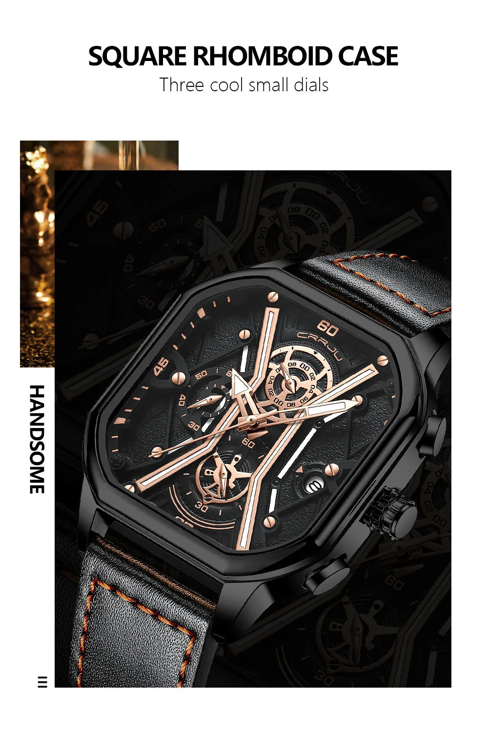 Mens Watches Top Luxury Brand Waterproof Sport Wrist Watch Chronograph Quartz Military Genuine Leather Relogio Masculino