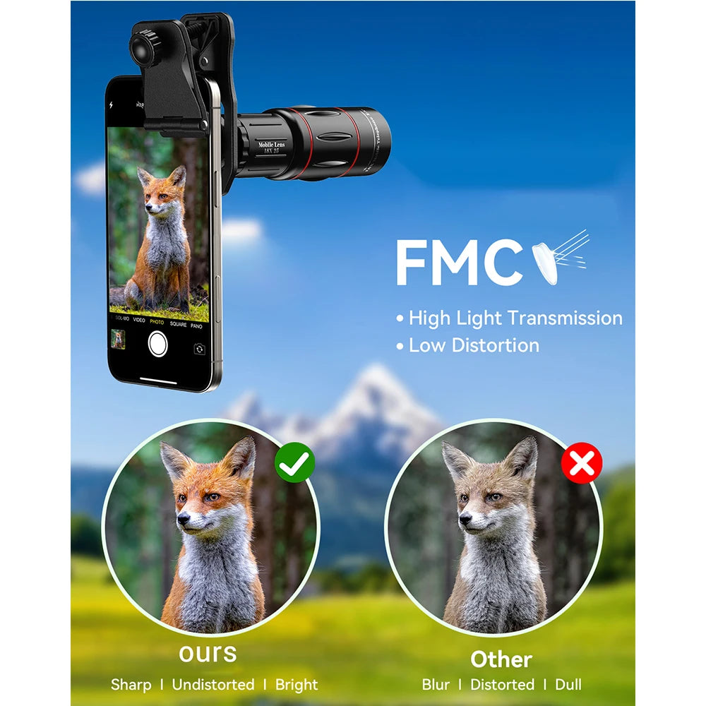 18X Mobile Phone Telephoto Monocular Lens with Tripod