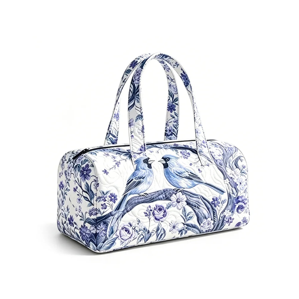Summer Quilted Duffel Bag Tropical Vacation Carry-on Luggage Beach Travel Tote with Zipper Coconut Tree Surfboard Print Handbag