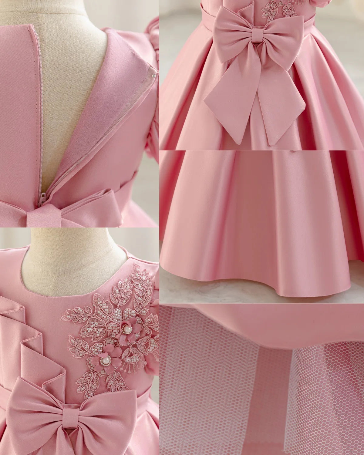 Baby Princess Party Dress with Bow and Bubble Sleeves