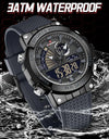 TPU Strap Military Waterproof Digital Luminous Clock Dual Display Quartz Wristwatches