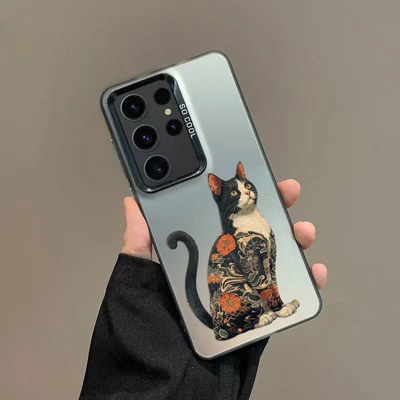 Colorful Japan Cat Design Phone Case For Samsung Galaxy S24 S23 S21 FE S25 S24 S23 S22 Ultra Plus Shockproof Laser Back Covers