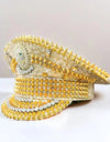 Golden Steampunk Captain Hat Rhinestone for Burning Man Festival Woman Rave Festivals Accessories ＆ Party Caps for Man