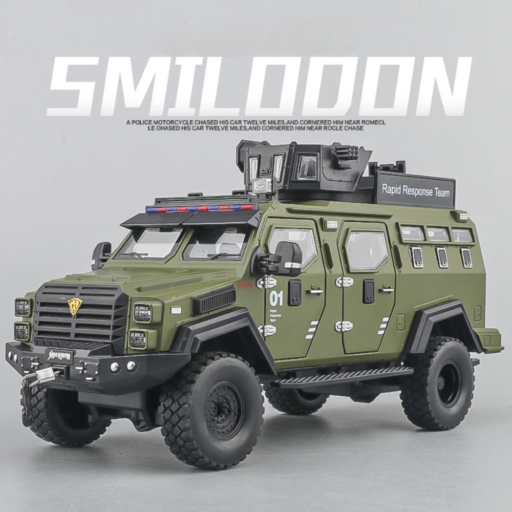 Scale 1:24 Sabertooth Car Model Toy Doors Opened Pull Back Metal Diecast Shock Absorption Armored Vehicles Desktop Ornaments