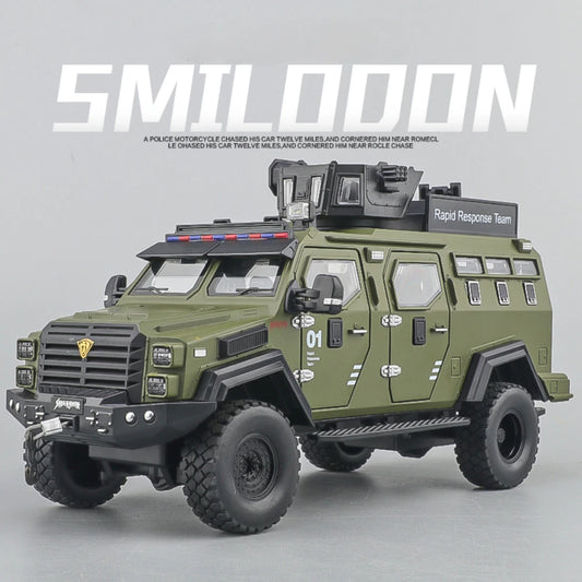 Scale 1:24 Sabertooth Car Model Toy Doors Opened Pull Back Metal Diecast Shock Absorption Armored Vehicles Desktop Ornaments