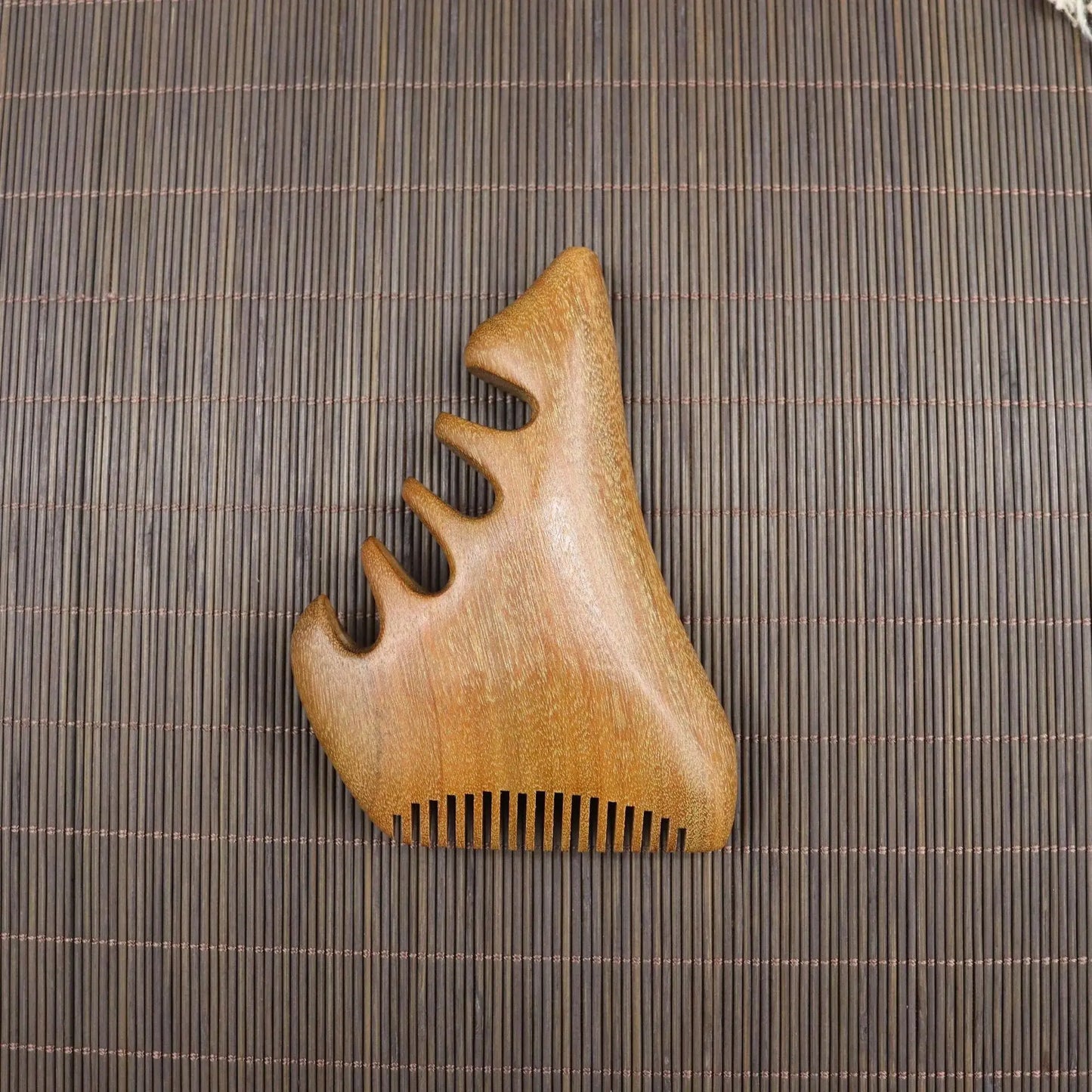 Body Meridian Massage Comb Imitate Sandalwood Five Wide Tooth Comb Acupuncture Therapy Blood Circulation Anti-static Smooth Hair