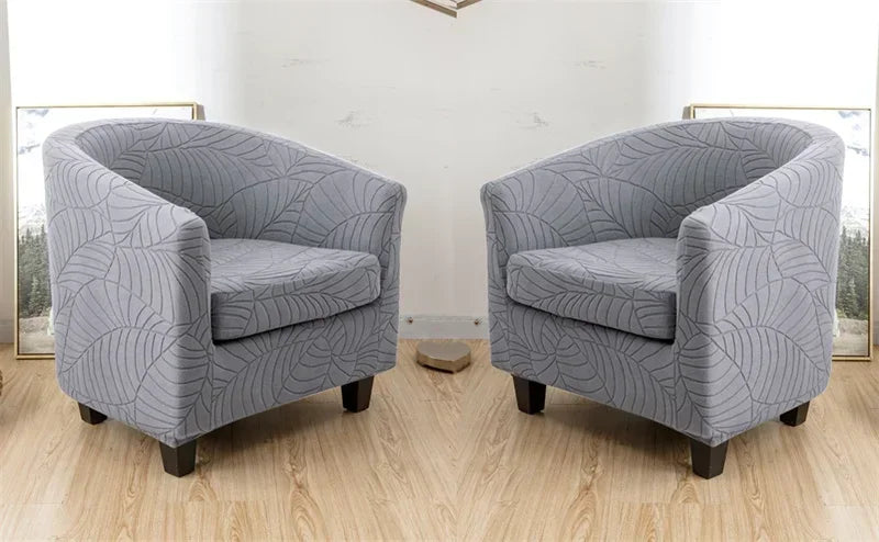 Tub Club Armchair Covers Leaves Jacquard Bar Chair Cover Solid Color Relax Single Sofa Slipcovers with Seat Cushion Cover Home