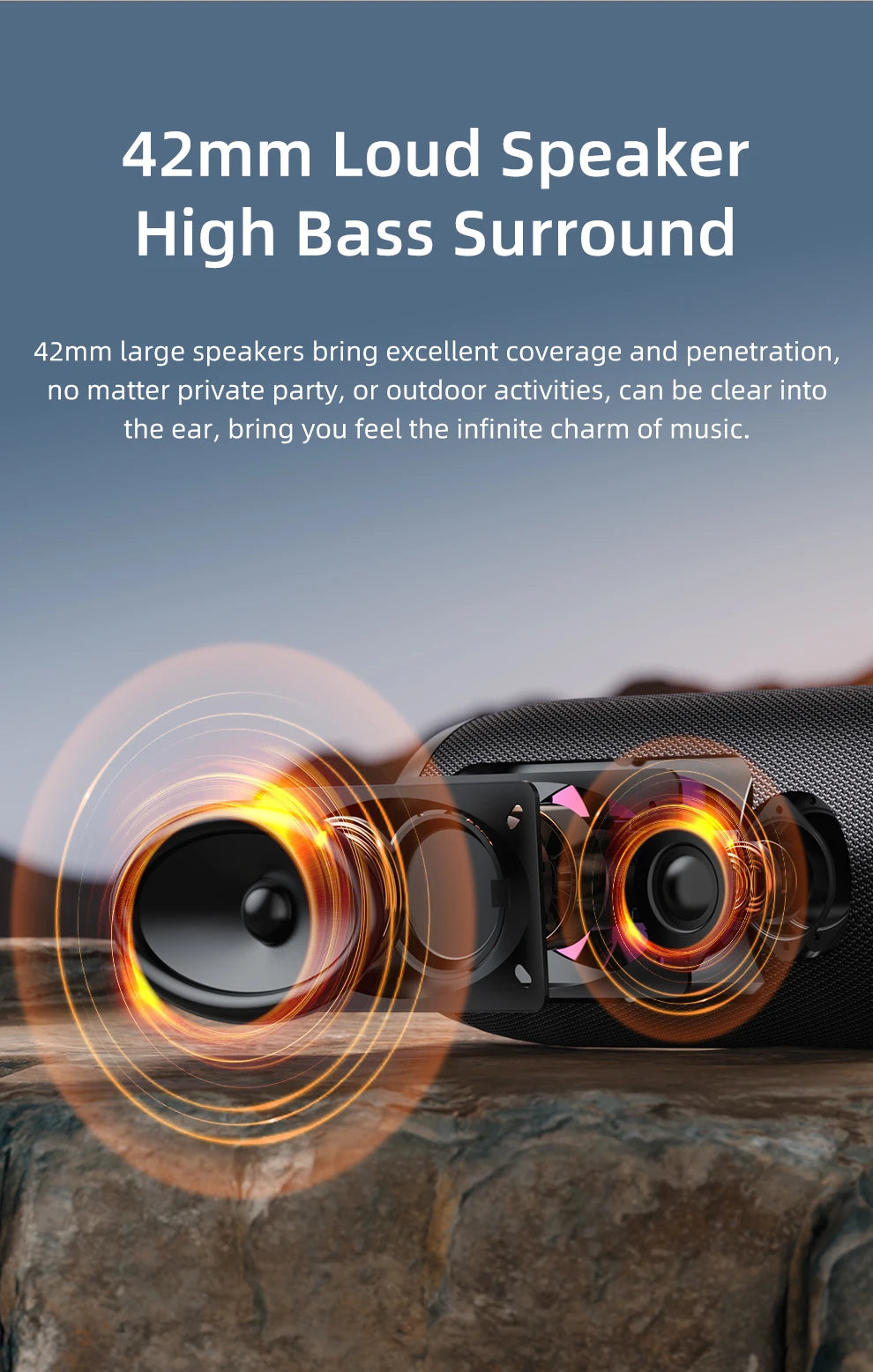 50W Portable Super Subwoofer Portable Speaker Home Outdoor Waterproof Column Bluetooth Speaker Sound Box