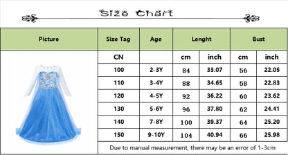 Elsa Dress for Girls Disney Elsa Costume Snow Queen Dress for Cosplay Birthday Christmas Party Children Kids Frozen Costume