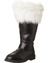 Christmas Santa Claus Boots Cosplay Black Leather Shoes White Plush Cuff Shoes Halloween Christmas Suitable For Men And Women
