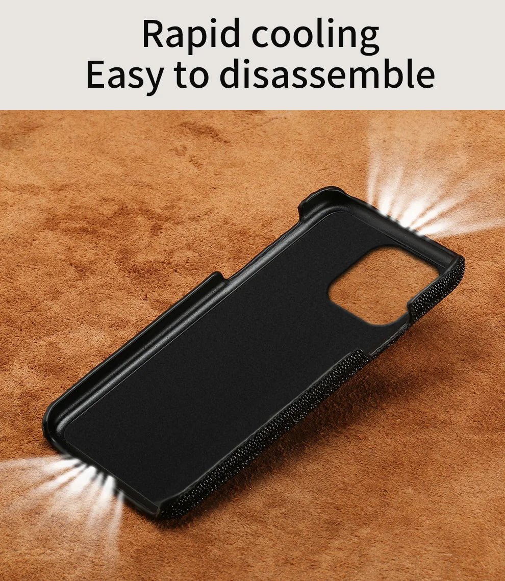 Genuine Stingray Leather Phone Case for iPhone 16 15 14 Pro Max Plus 14Pro 15Pro max Luxury Shockproof Back Cover