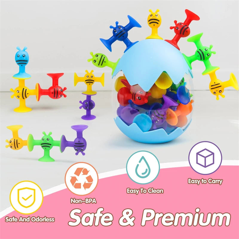 Soft Silicone Building Blocks Toy Animals Shape Suction Cup Bath Toys Parent- Interactive Games Stress Relief Toys