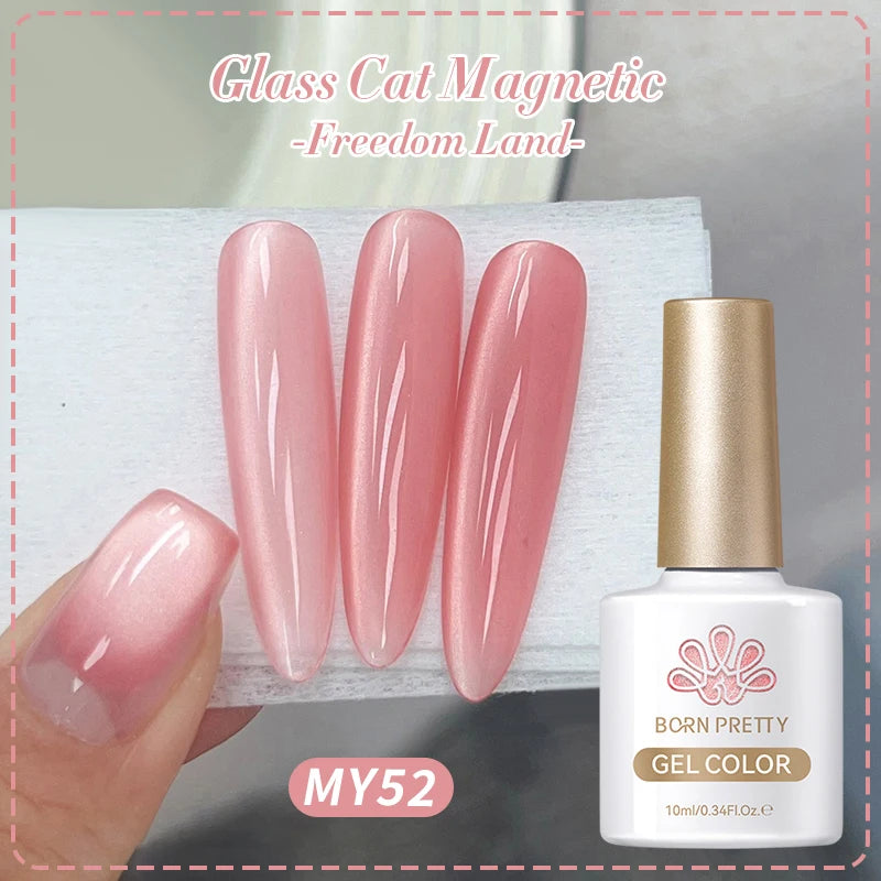 10ml Pink Glass Bead Cat  Gel Nail Polish Spring Moonlight Jelly Crystal Semi Permanent Soak Off Manicure