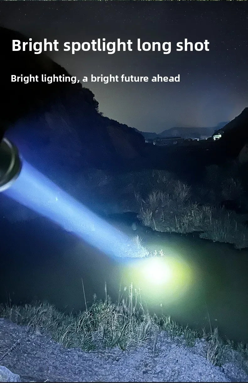 Portable Solar Rechargeable Handheld Work Light Multi-Function LED Camping Emergency Patrol Flashlight