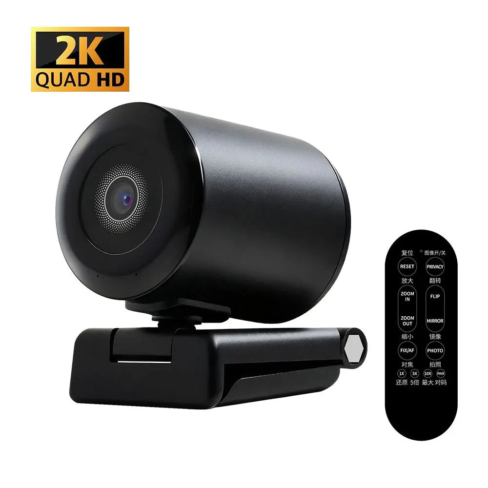4K Webcam Pro Living Streaming USB Web Camera with Remote Dual Noise-Cancelling Mics AI Auto Focus 128° FOV HD Mini Video PC Cam