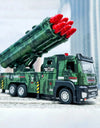 1:32 Ladder Truck Water Tanker Military Missile Rocket Launcher Trucks Model Toy Car Metal Diecast Sound Light Models Boys Gifts