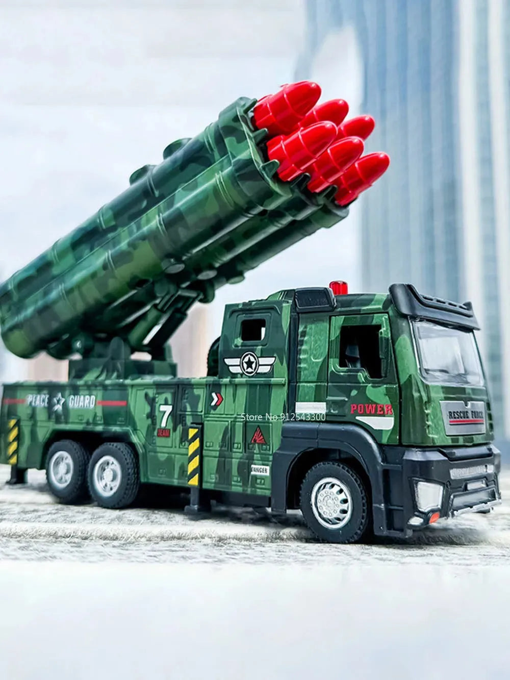 1:32 Ladder Truck Water Tanker Military Missile Rocket Launcher Trucks Model Toy Car Metal Diecast Sound Light Models Boys Gifts
