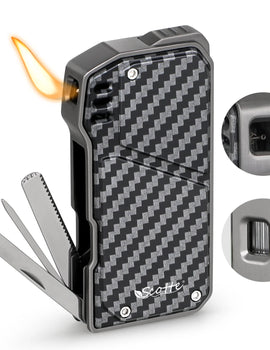 Cigar Lighter Refillable Butane with 3 Pipe Cleaner Tools, Adjustable Soft Flame Lighters for Pipe Candle Grill Fireplace