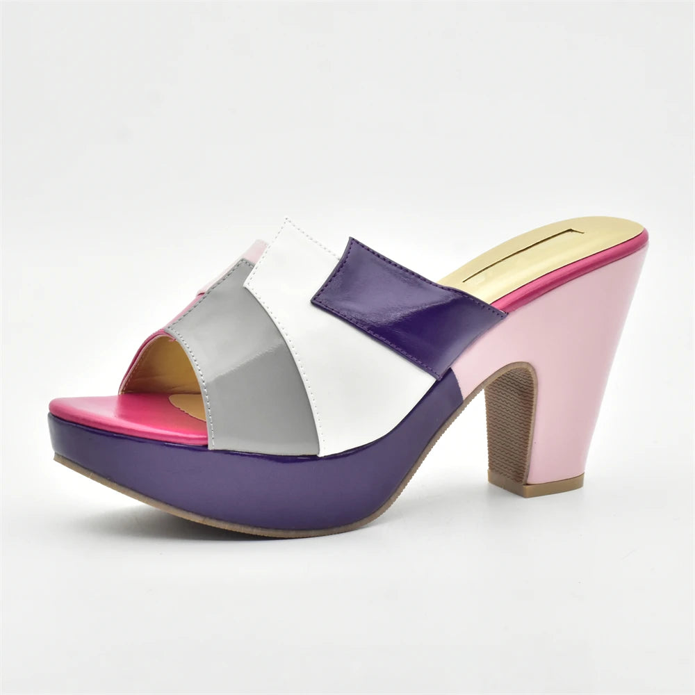 Italian Women Wedding Shoes Closed Toe Heels Colorful Heels for Women Ladies Dress Shoes Nigerian Women Party Pumps