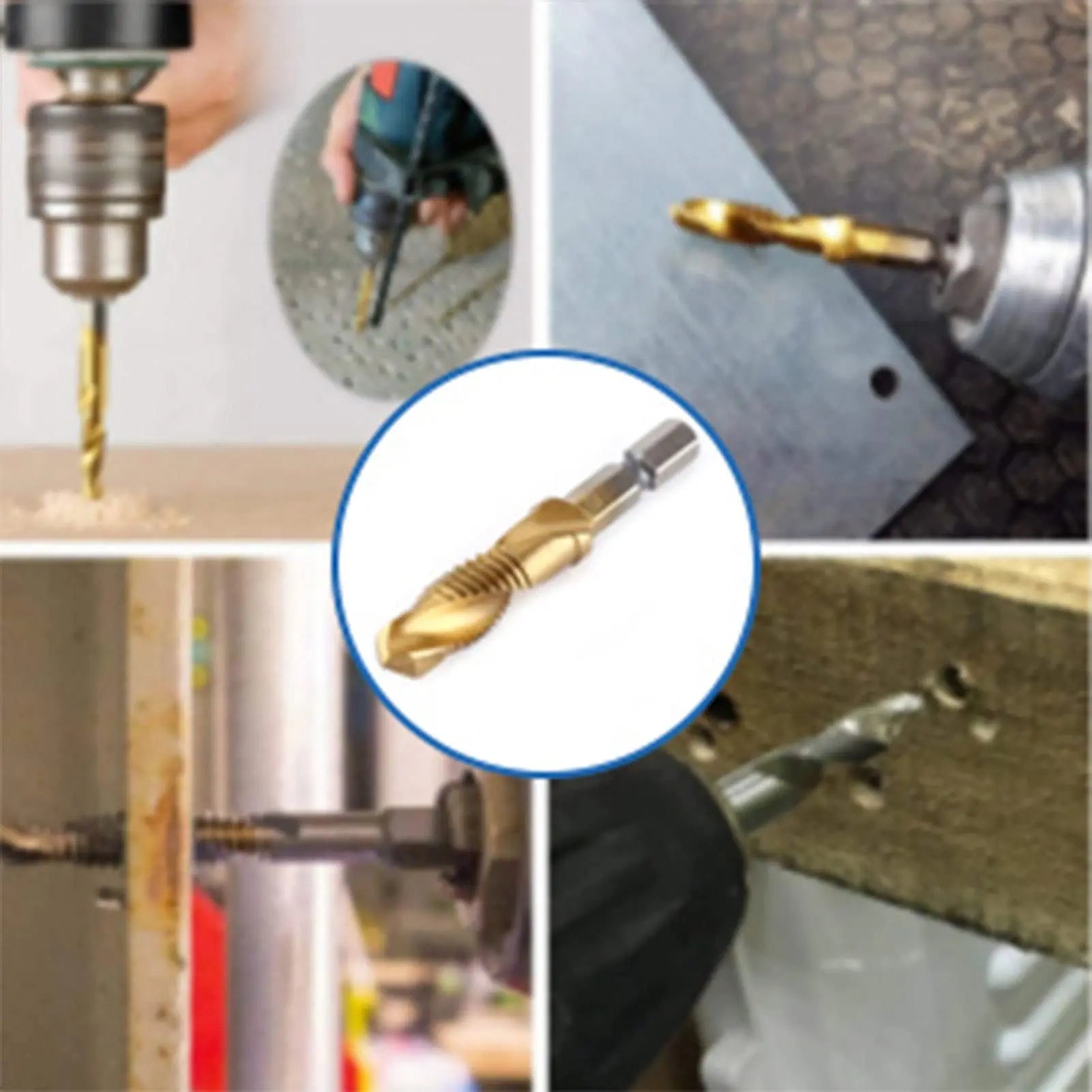 1pcs Hex Shank Titanium Plated HSS Screw Thread Metric Tap Drill Bits Screw Machine Compound Tap M3 M4 M5 M6 M8 M10 Hand Tools