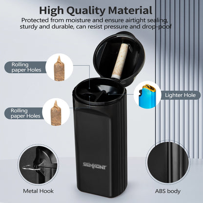 Pre Rolled Cone Storage Box,Flip Top 3 Hole Cigarette Case,Anti-pressure Sealed Storage Tank,Accessories Holder Case Storage