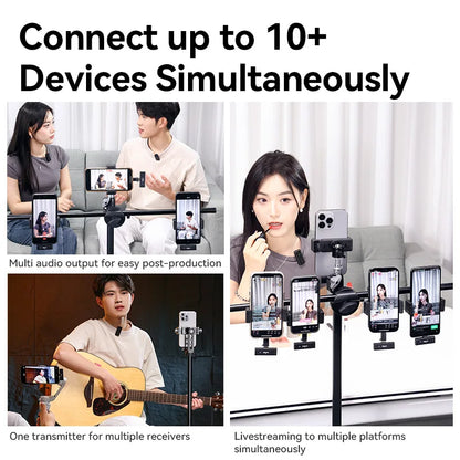 Dual Channel Wireless Mic Microphone for Android iPhone for Live-streaming Video Recording