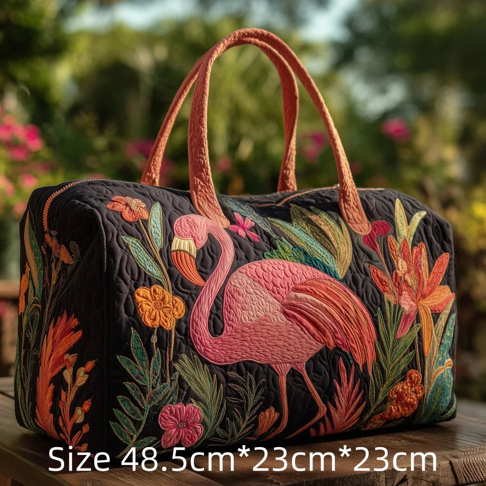 Hot Sale 3D Quilted Flamingo Bag Women Weekender Bag Tropical Palm Leaves Travel Tote Overnight Beach Vacation Carry On Bags