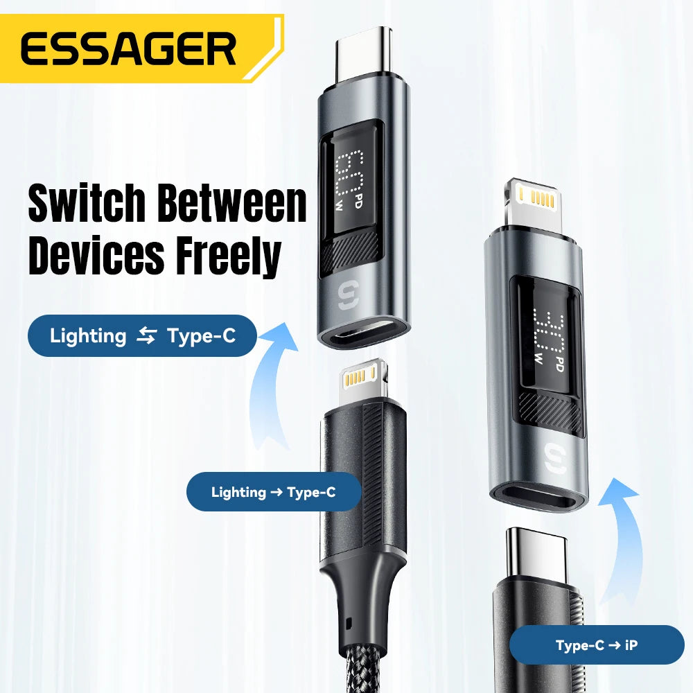 Type-C to Lightning OTG Adapter with Digital Display (PD 60W Fast Charging)