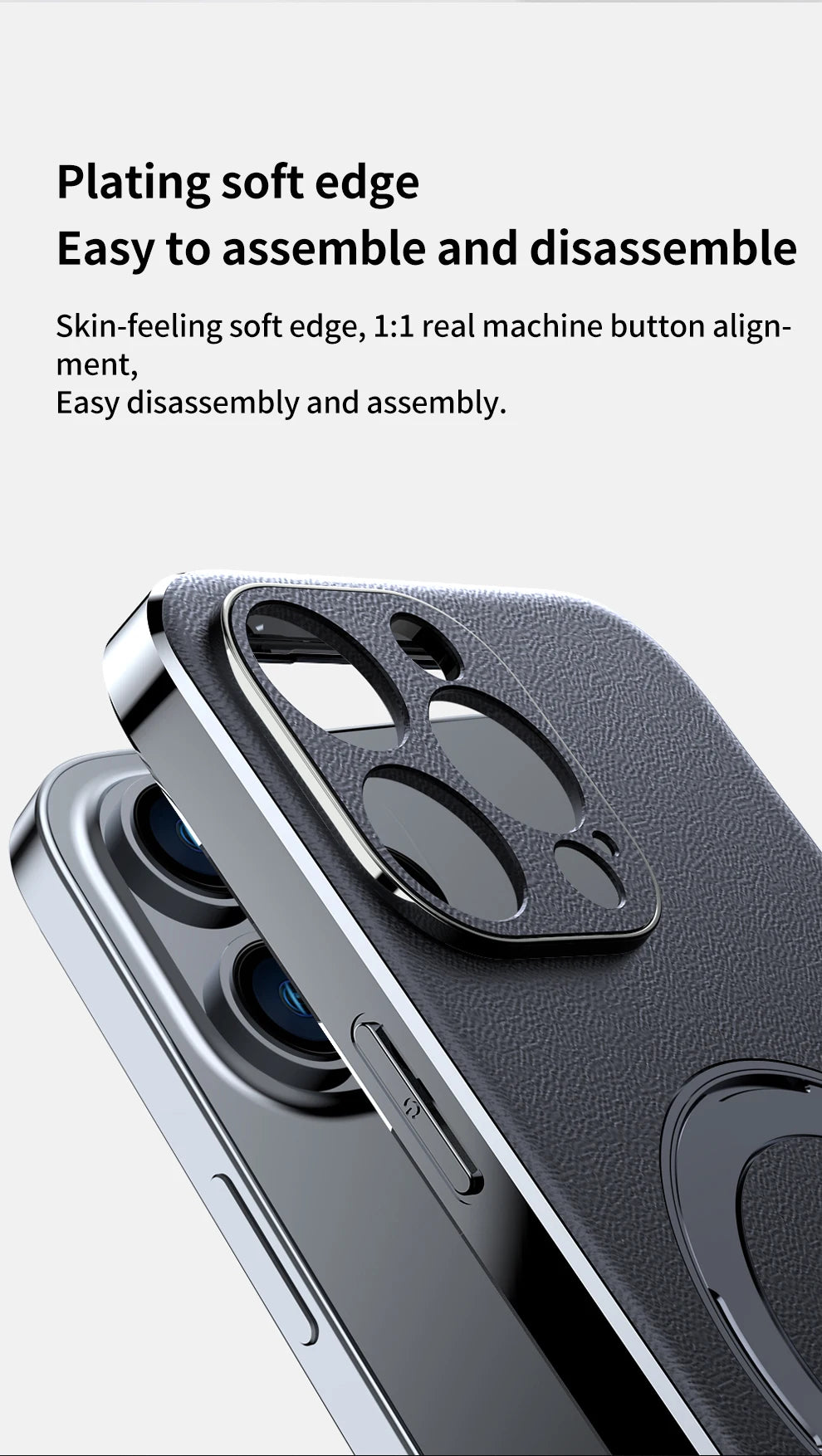 Leather for Magsafe Case for iPhone 16 15 14 Pro Max 16Pro Ring Luxury Lens Protection Holder Phone Back Cover