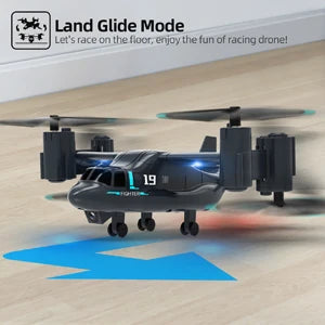 Remote Control Helicopter Drone 480P Camera Fighter UAV Land Air Mode Aircraft Brushless RC Drones for  Plane Toys