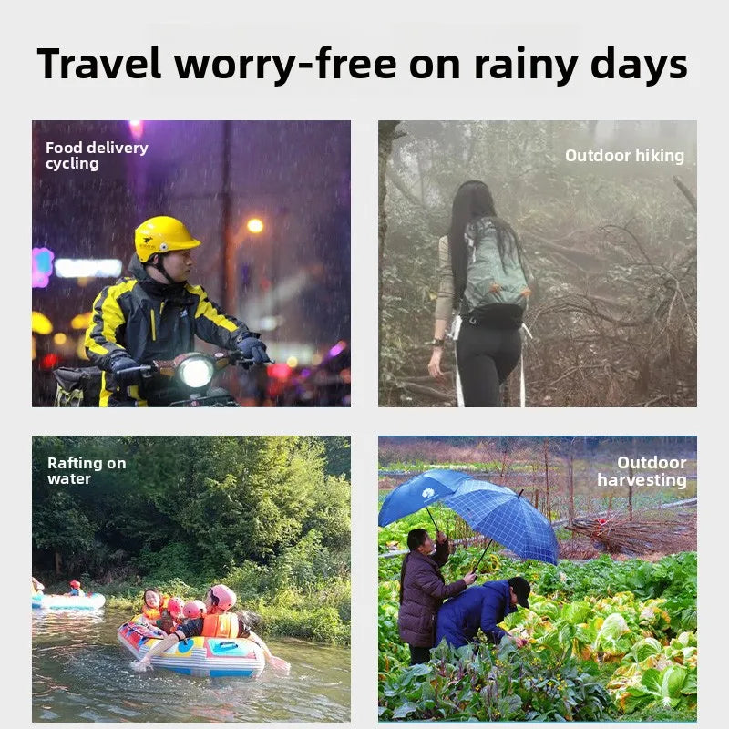 Waterproof Cycling Rain Poncho with Drawstring Hood for Outdoor Work