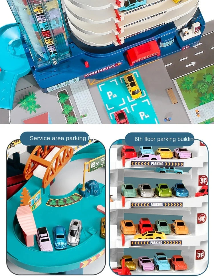 Electric Rail Car Dinosaur Building Parking Lot Adventure Racing Rail Car Toys Brain Mechanical Interactive Rail Cars