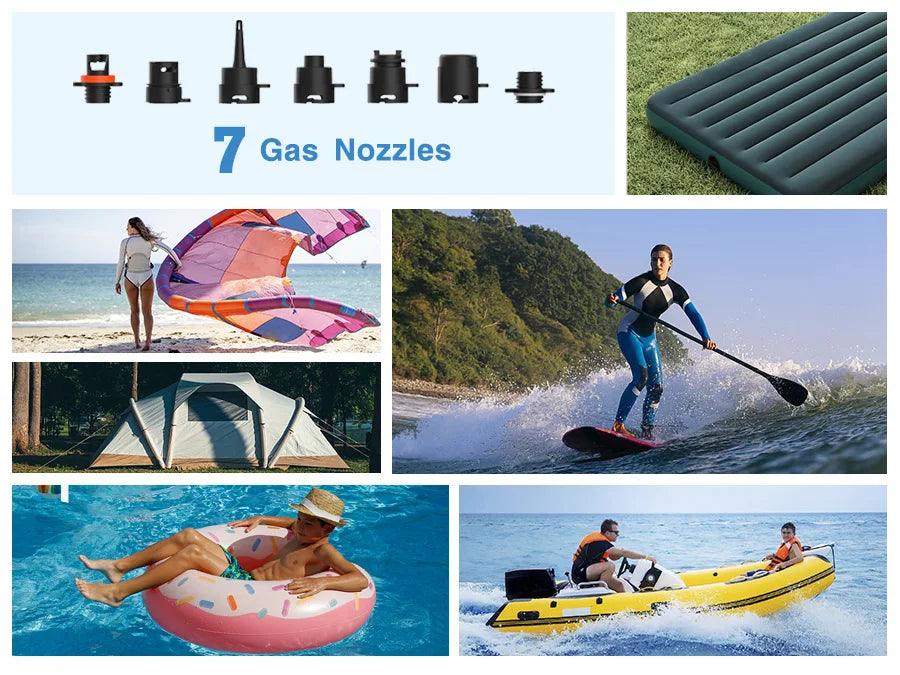 Electric SUP Pump Inflatable PVC Boat Accessories Stand Up Paddle Boards 20PSI Pump for Kayak Surfing Kite Mattress Tents