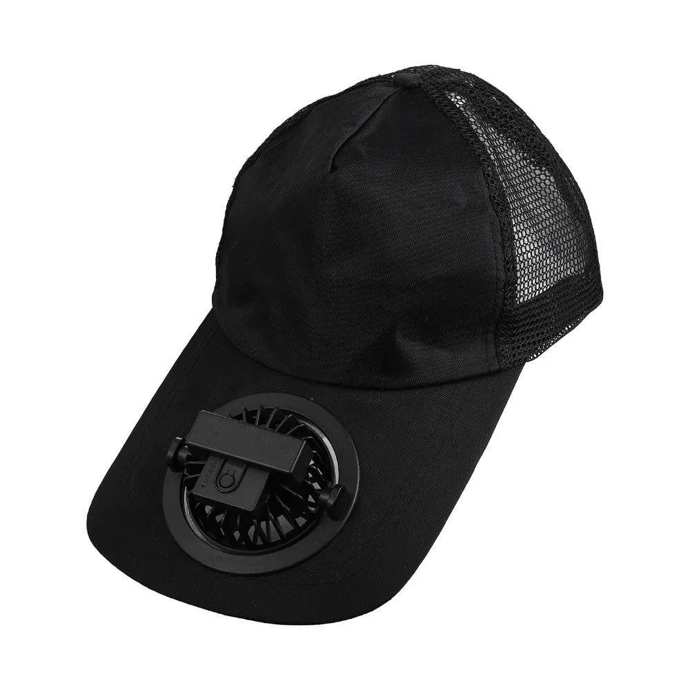 Solar Fan Baseball Cap With Rechargeable Battery