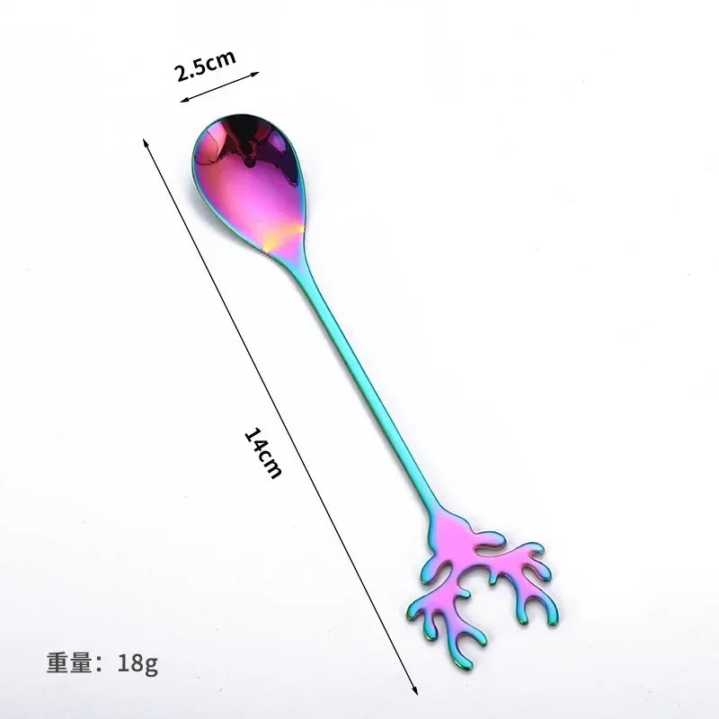 Nordic Dessert Spoon Elk Stainless Steel Coffee Spoons Stirring Tablespoon Little Deer Shape Christmas Tableware New Year Gift