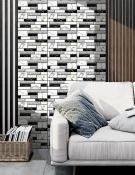 3D Wall Sticker Self-adhesive Faux Stone Wall Panel Peel and Stick Tile Backsplash for Kitchen Bathroom Waterproof Tile Sticker