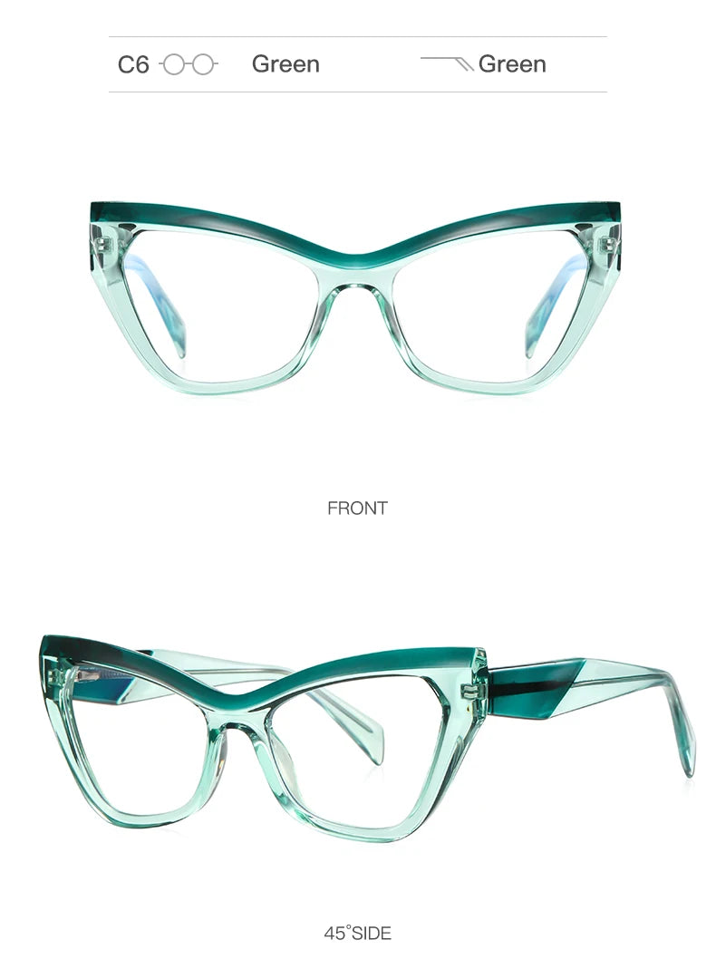 HONGMEI New Optical Prescription Computer Blue Blocking Eyeglasses Anti-Blue Light Cat-Eye Frames Customizable Reading Women